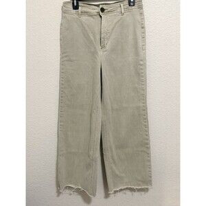 Oat New York Distressed Raw Hem Jeans Beige High Waist 10 30